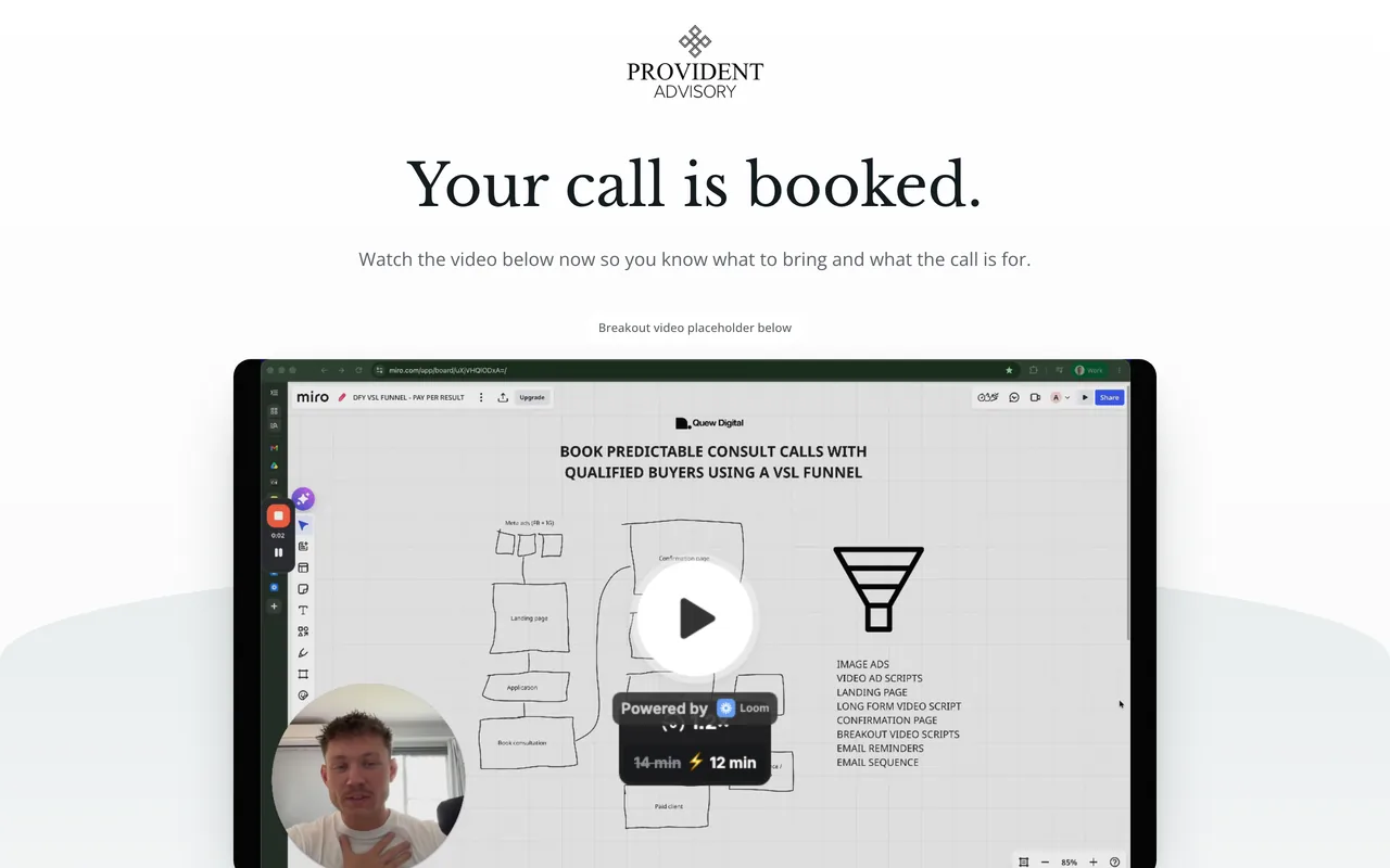 Confirmation page preview